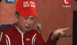 Crying kid trump hat Meme Template