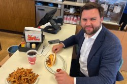 JD Vance Eating Hot Dog Meme Template