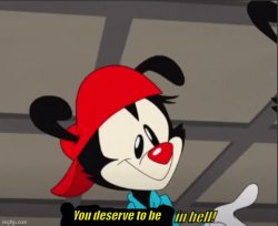 Wakko You Deserve to be in Hell Meme Template