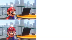 Mario looking at computer Meme Template