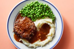 Salisbury Steak & Buttery Peas with Mashed Potatoes & Gravy Meme Template