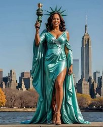 Kamala Harris keeping America free. Statue of Liberty Meme Template