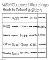 Msmg Users I like Bingo Back To School Meme Template