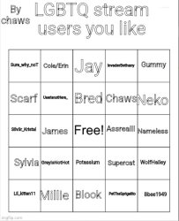 Lgbtq stream users you like bingo Meme Template