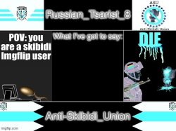 8_tsirasT_naissuR announcement temp Anti-Skibidi_Union version Meme Template