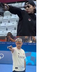 korea turkey olympic shooter vertical Meme Template