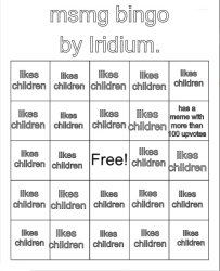 msmg bingo (Iridium. edition) Meme Template