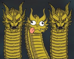 Three headed dragon, dumb in middle Meme Template