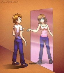 tu te vois en fille dans le miroir Meme Template