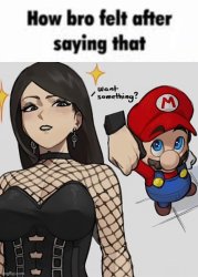 How bro felt after saying that (Mario and Goths girl) Meme Template