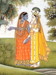 Radha and Krishna wearing each other's clothes Meme Template