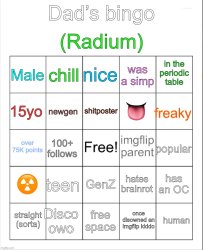 Radium’s bingo Meme Template