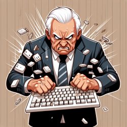 white-haired balding old politican smashing a computer keyboard Meme Template