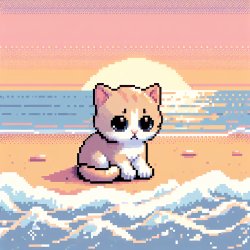 cute kitten stays on the beach Meme Template