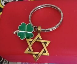 Green Lucky Clover Charm And Gold Star Of David Meme Template