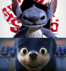 stitch and sonic Meme Template