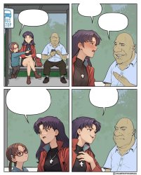 Misato and Mari at a bus stop Meme Template