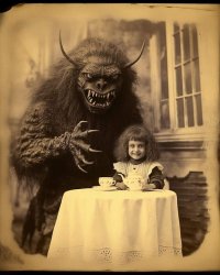 vintage child and imaginary scary monster friend Meme Template