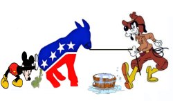 Goofy and Mickey try to help Democrats drink the water Meme Template