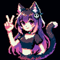 catgirl with peace sign Meme Template