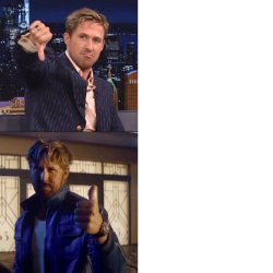 Ryan Gosling Thumbs up and down Meme Template