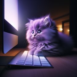 purple kitten watching computer Meme Template