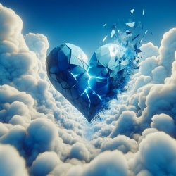 Big blue broken heart surrounded by beautiful clouds Meme Template