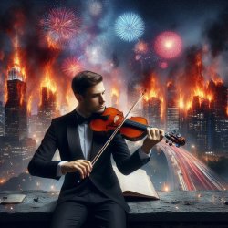 Man Fiddles While City Burns Meme Template