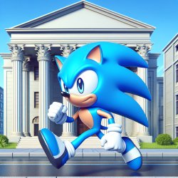 sonic running toward a courthouse Meme Template