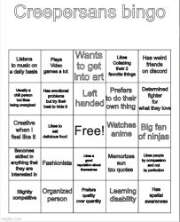Creepersans bingo Meme Template