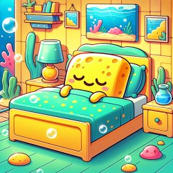 Sleeping very happily in a SpongeBob bed Meme Template