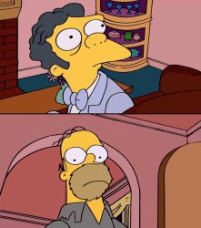 Homer staring at Moe Meme Template