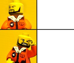 Orange jacket guy lego Meme Template