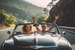 young couple in convertible Meme Template