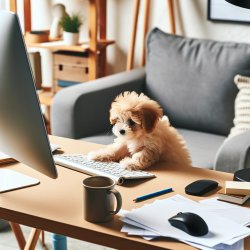 PUPPY WORKING FROM HOME Meme Template