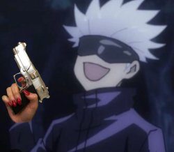 Gojo with a glocko Meme Template