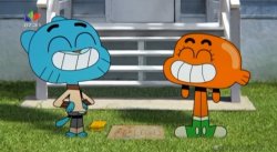 Gumball and Darwin smiling Meme Template