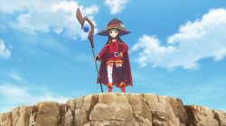 Megumin standing on mountaintop Meme Template