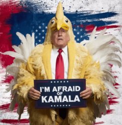 Trump Chicken afraid of Kamala Harris Meme Template