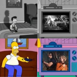 Homer watching TV Meme Template