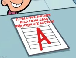 super hyper infinite kilo mega giga tera absolute infinite a Meme Template