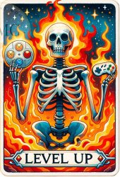 Tarot Skeleton 6 × | Level Up Meme Template