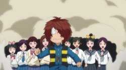 Kitaro running from the girls Meme Template