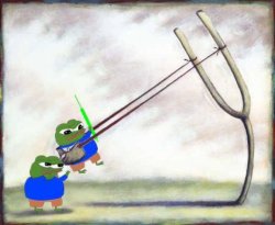 pepe in a catapult Meme Template