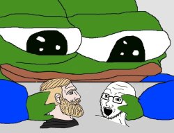 pepe holding wojak and yes chad Meme Template