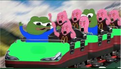 Pepe riding with crying wojak Meme Template