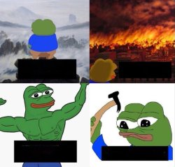 Pepe in four scenes Meme Template