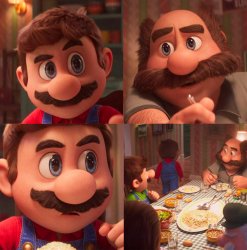 Mario losing an argument with his father Meme Template