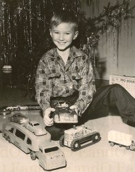 1950s boy trucks toys Christmas USA Meme Template