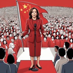 Kamala Harris Holding a Chinese flag Meme Template